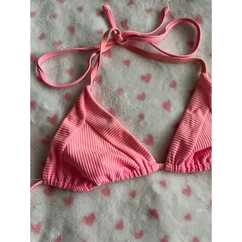 Frankie’s Bikinis Sky Ultimate Little String Bikini In Baby Pink Womens Small
